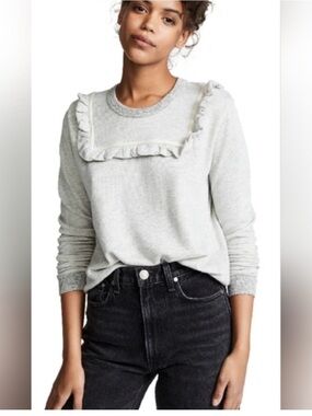 Shrunken Distressed Ruffle Bib Sweatshirt
